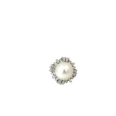 14k White Gold 1.50ct F VS2 Baguette/ 1.25ct F VS2 Round Diamond Ballerina Style with 14 mm South Sea Salt Mother Pearl Ring